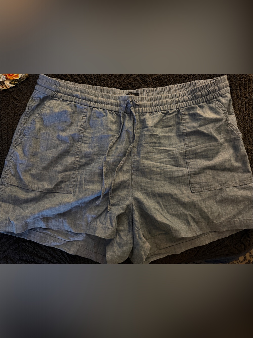 J Crew Light Chambray Drawstring Linen-Blend Shorts